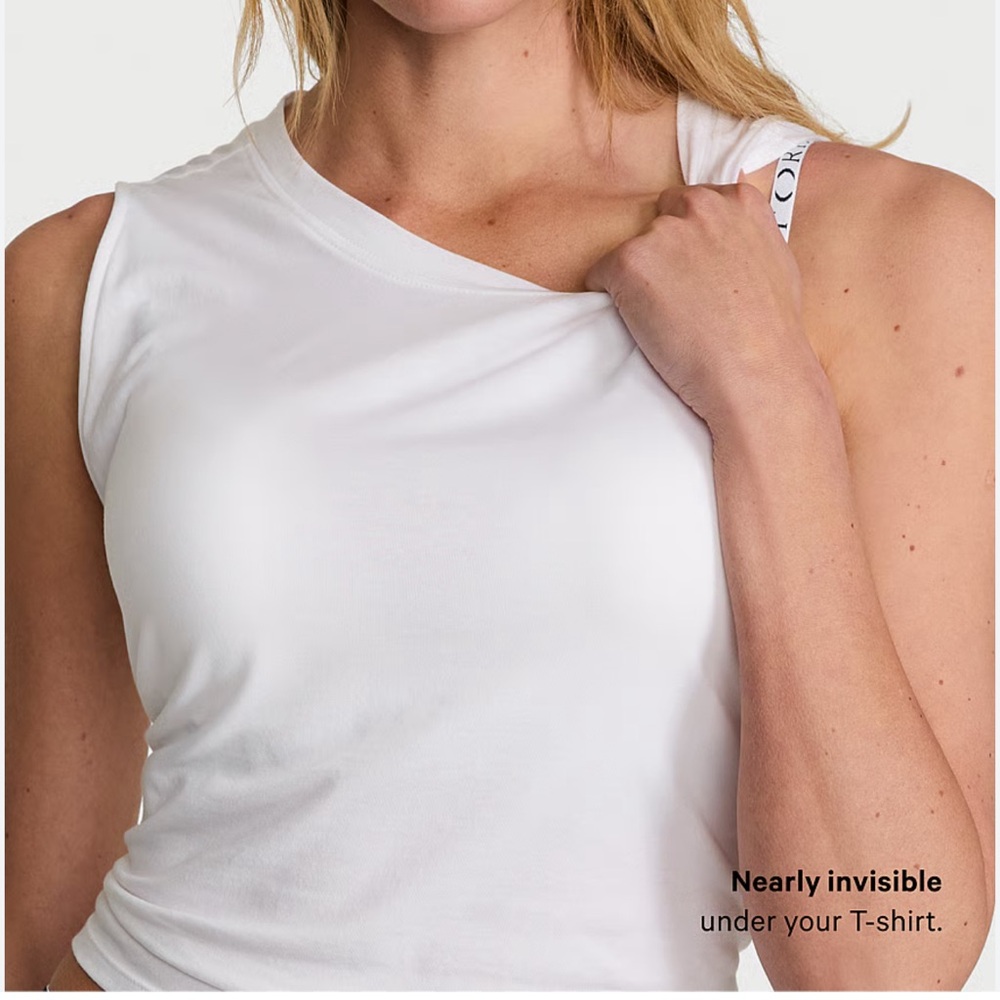 NWT Women's Victoria’s Secret Pink White Sleeveless Ruched Top Size L